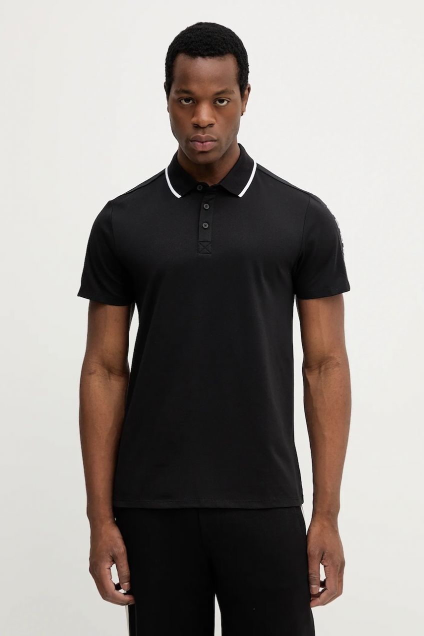 Polo tričko Guess PAUL pánske, čierna farba, s nášivkou, M5YP42 KARS2
