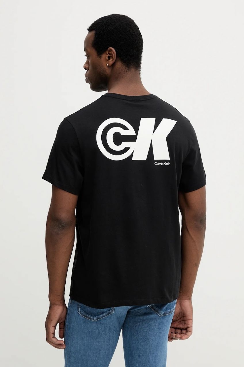 Tričko Calvin Klein Jeans pánske, čierna farba, s potlačou, LV04RC835G