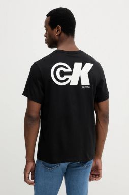 Tričko Calvin Klein Jeans pánske, čierna farba, s potlačou, LV04RC835G
