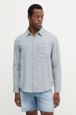 Bavlnená košeľa Calvin Klein Jeans modrá farba, regular, s klasickým golierom, LV04RC706G
