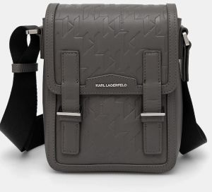Kožená taška Karl Lagerfeld K/IKON šedá farba, A1M30095