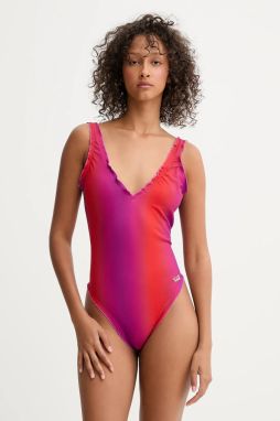Jednodielne plavky EA7 Emporio Armani ružová farba, mäkké košíky, AF12212.7W000304