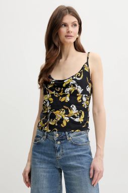 Blúzka Versace Jeans Couture dámska, čierna farba, vzorovaná, 78HAM236 NS639