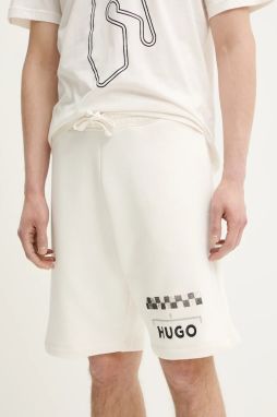 Šortky HUGO pánske, béžová farba, 50531759