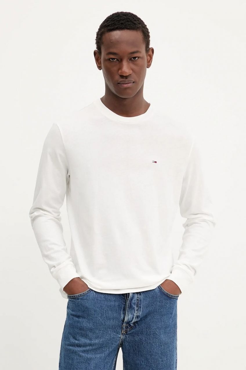 Bavlnené tričko s dlhým rukávom Tommy Jeans 2-pak čierna farba, jednofarebné, DM0DM22148