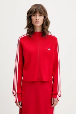 Kardigán adidas Originals Slim Knit TT červená farba, ľahké, JY2598