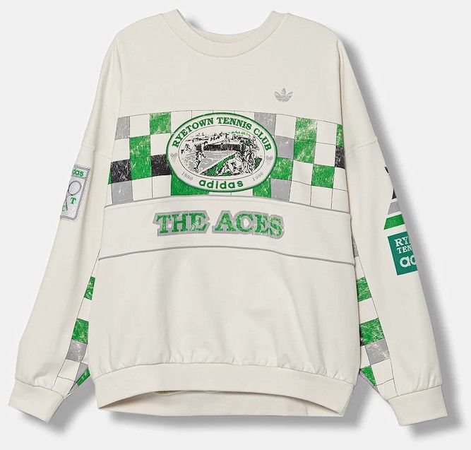 Bavlnená mikina adidas Originals Court Crew biela farba, s kapucňou, vzorovaná, JW0149