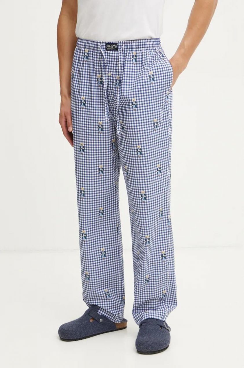 Bavlnené pyžamové nohavice Polo Ralph Lauren modrá farba, vzorované, 714899509