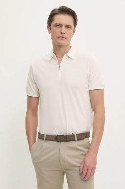 Bavlnené polo tričko Hackett London béžová farba, jednofarebné, HM563379