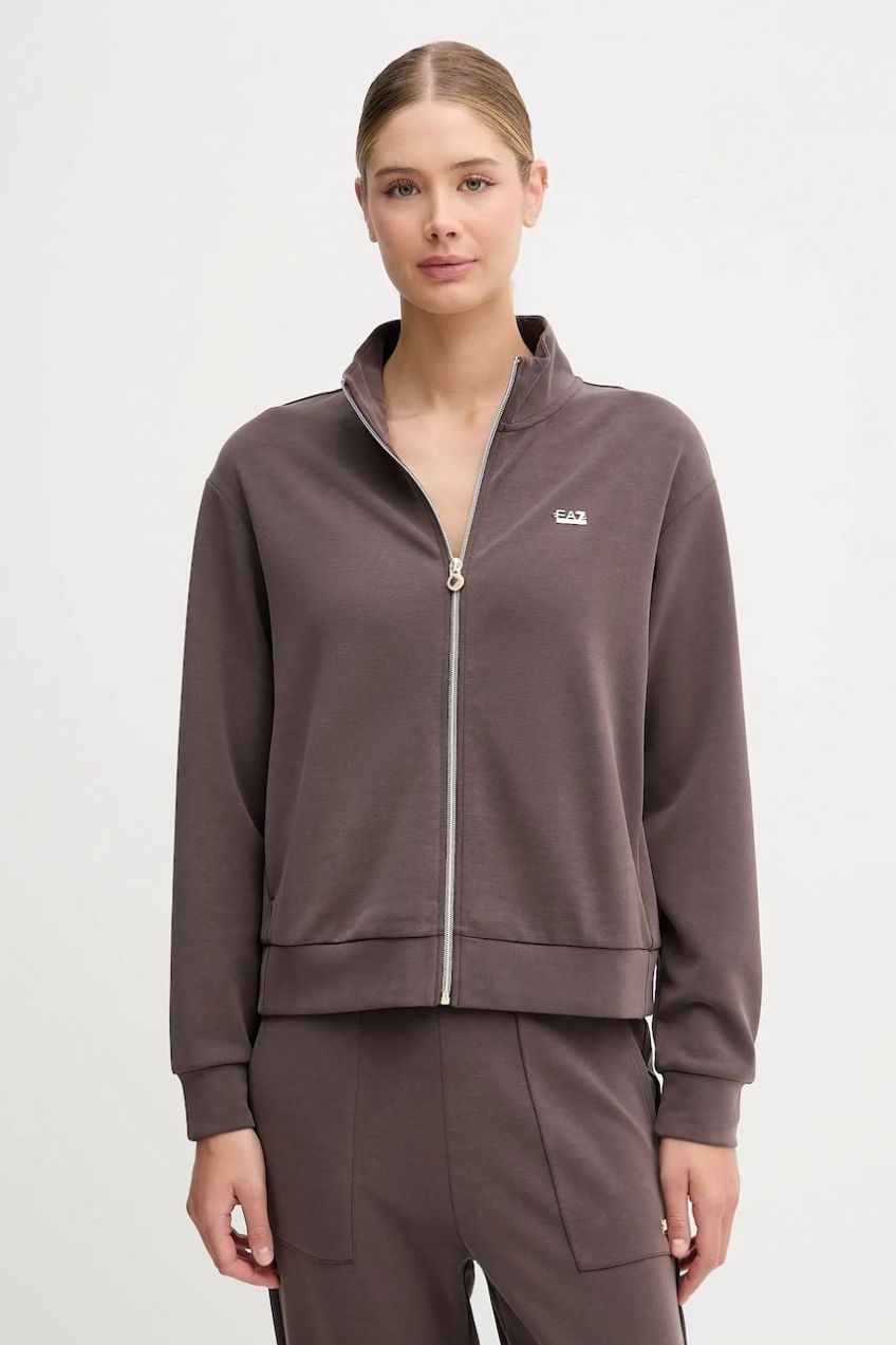 Mikina EA7 Emporio Armani hnedá farba, jednofarebná, AF12643.7W000191