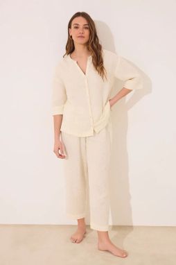 Pyžamo women'secret dámske, béžová farba, bavlnené, 3599229