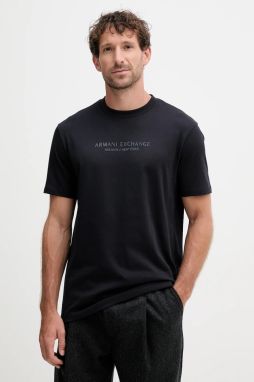 Bavlnené tričko Armani Exchange pánske, čierna farba, s potlačou, XM001280 AF10361