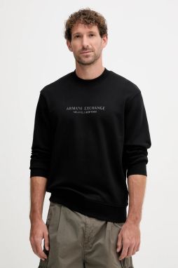 Bavlnená mikina Armani Exchange čierna farba, s potlačou, XM001284 AF20934