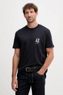 Bavlnené tričko Armani Exchange pánske, tmavomodrá farba, s nášivkou, XM000365 AF12308