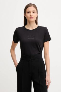Bavlnené tričko Armani Exchange dámske, čierna farba, XW001459 AF10356