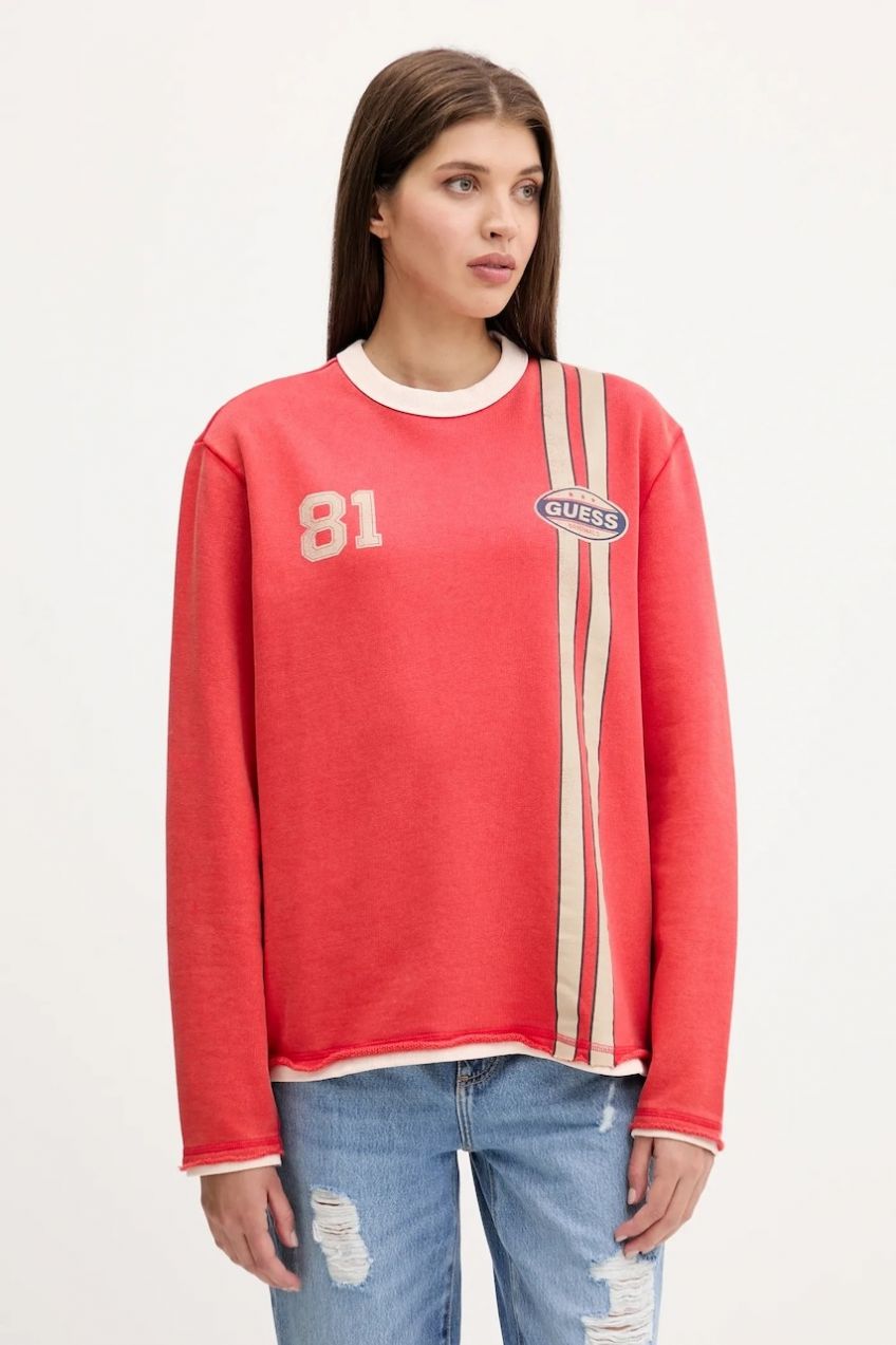 Bavlnená mikina Guess Originals červená farba, s potlačou, M5YQ25 KCPR1