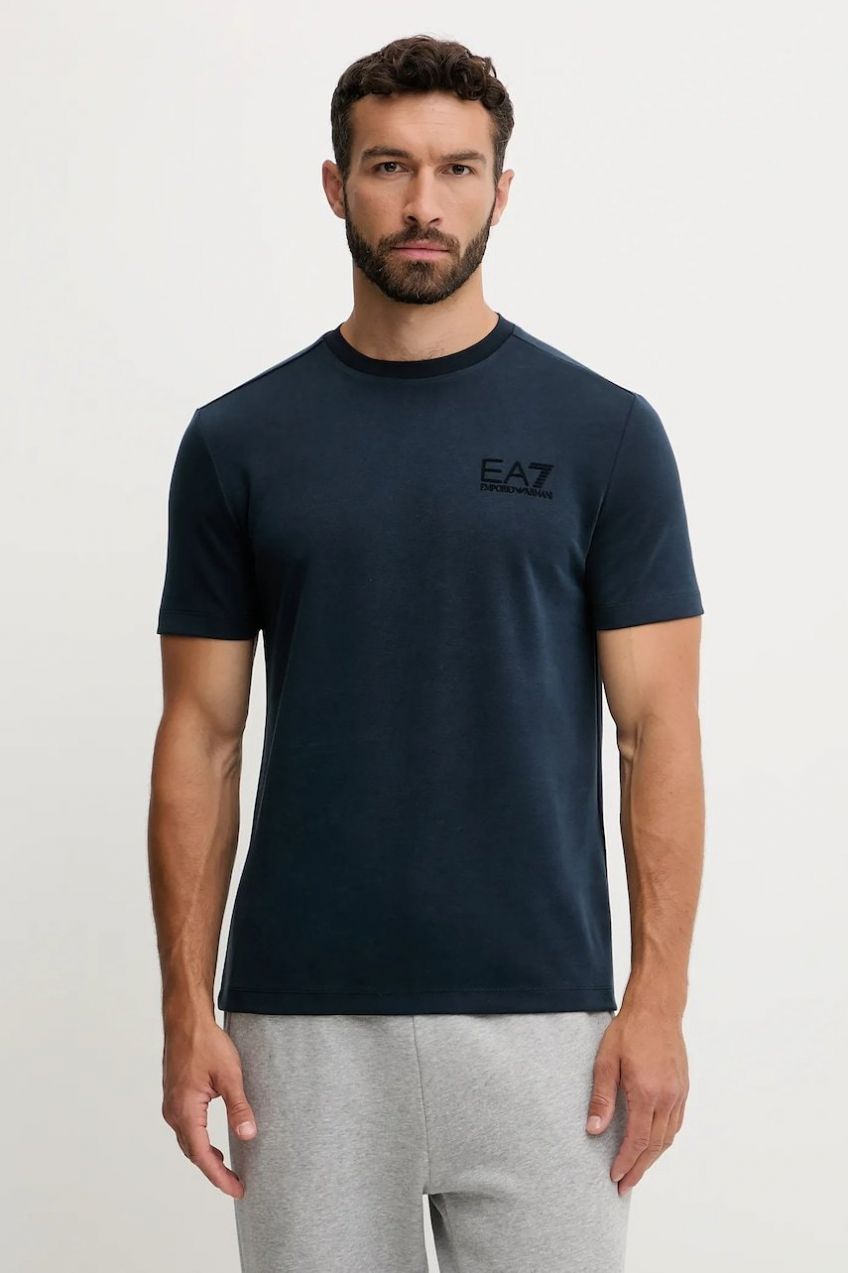 Tričko EA7 Emporio Armani pánske, tmavomodrá farba, jednofarebné, AF13862.7M000756