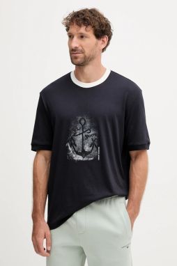 Bavlnené tričko Armani Exchange pánske, čierna farba, s potlačou, XM001075 AF12308