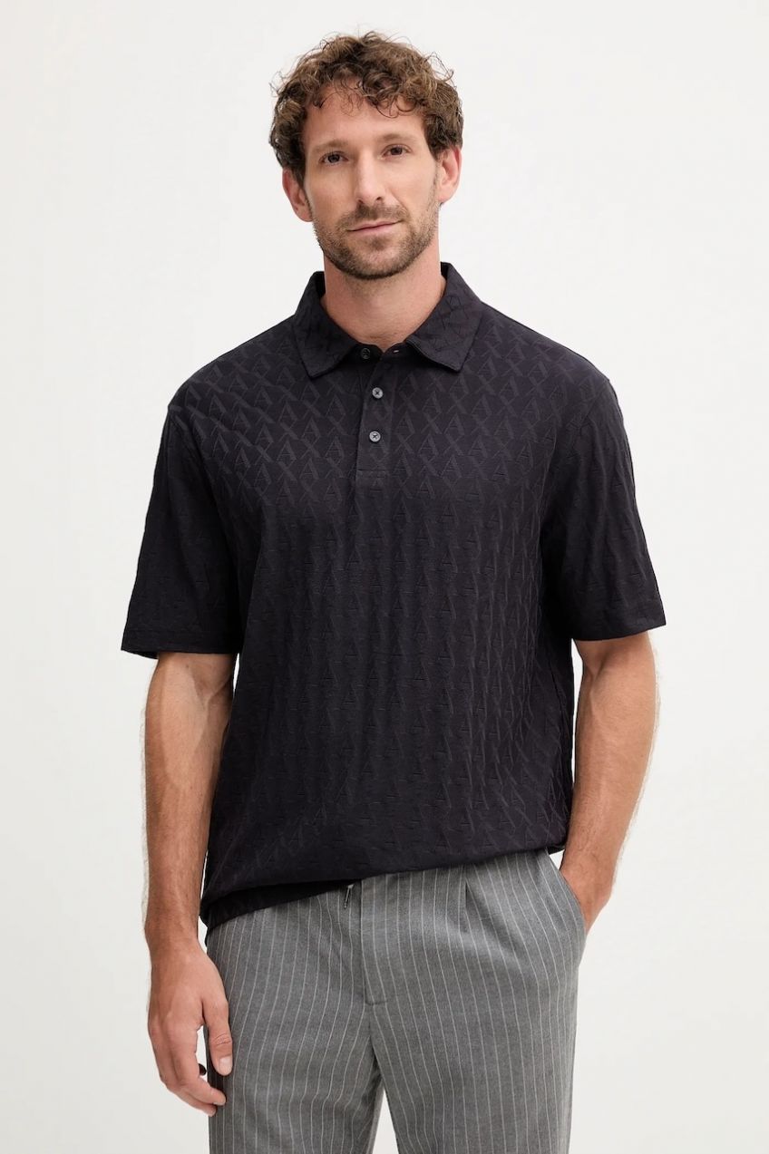 Bavlnené polo tričko Armani Exchange tmavomodrá farba, jednofarebné, XM001292 AF10337