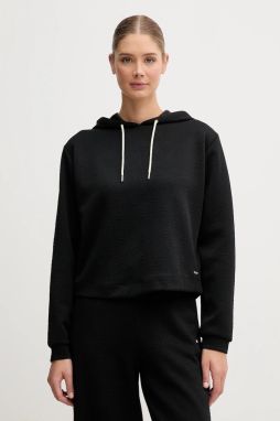 Mikina Guess PEONY čierna farba, s kapucňou, jednofarebná, V5YQ04 KBSL2