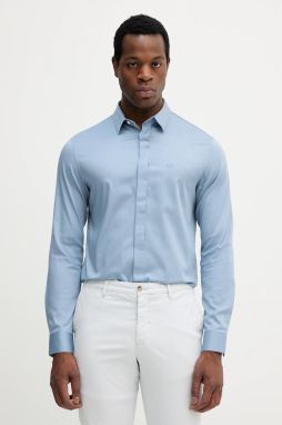 Košeľa Armani Exchange modrá farba, slim, s klasickým golierom, 8NZCBD ZN10Z
