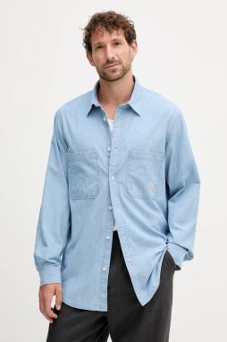 Rifľová košeľa Armani Exchange modrá farba, regular, s klasickým golierom, XM000948 AF12043
