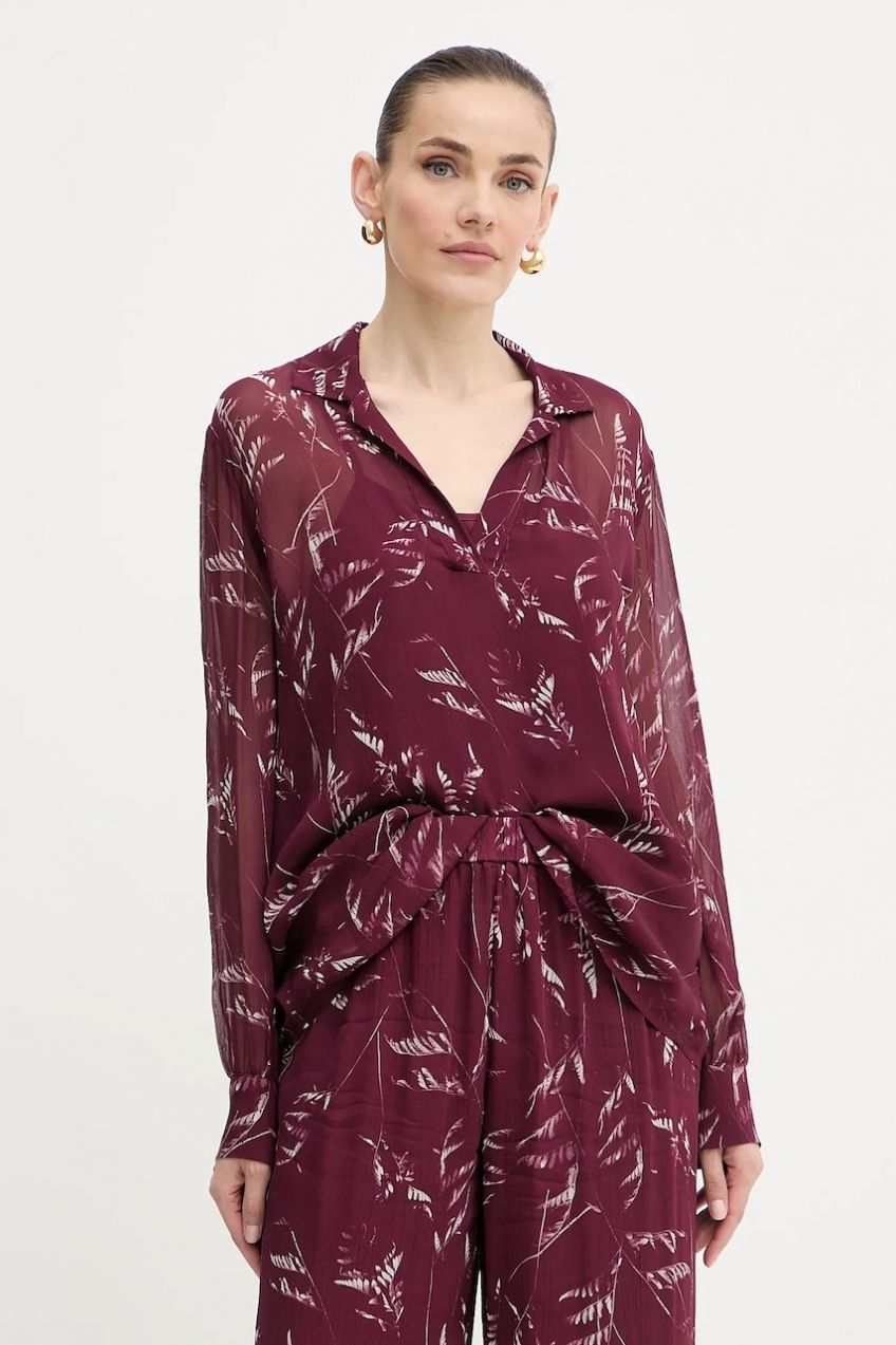 Blúzka Armani Exchange bordová farba, vzorovaná, XW001019 AF12051