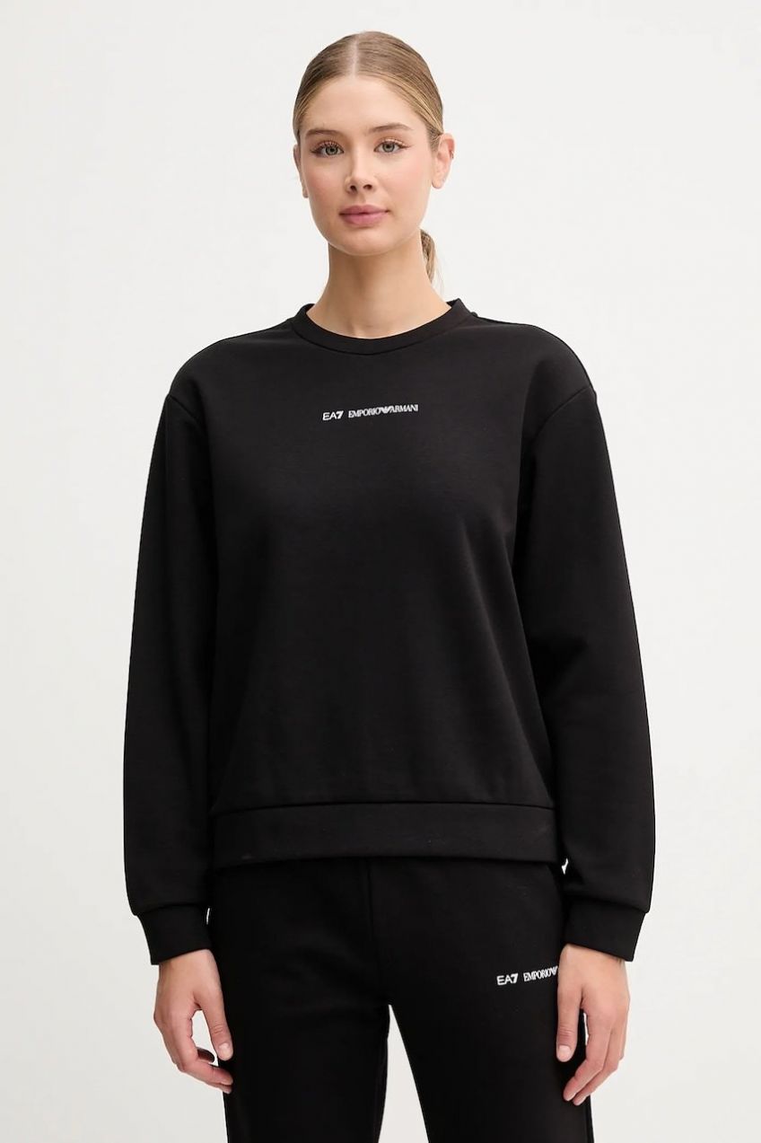 Mikina EA7 Emporio Armani čierna farba, s potlačou, AF10443.7W000799
