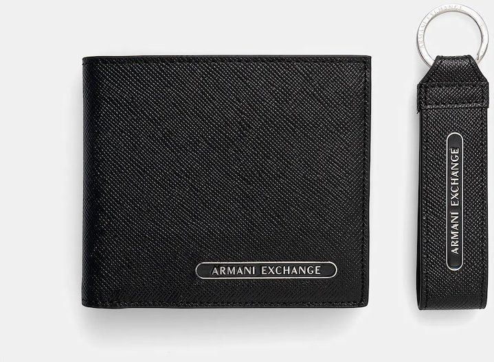 Kožená peňaženka + kľúčenka Armani Exchange čierna farba, XM001275 AF12702