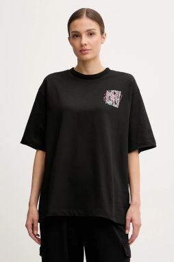 Bavlnené tričko EA7 Emporio Armani dámske, čierna farba, AF12957.7W000726