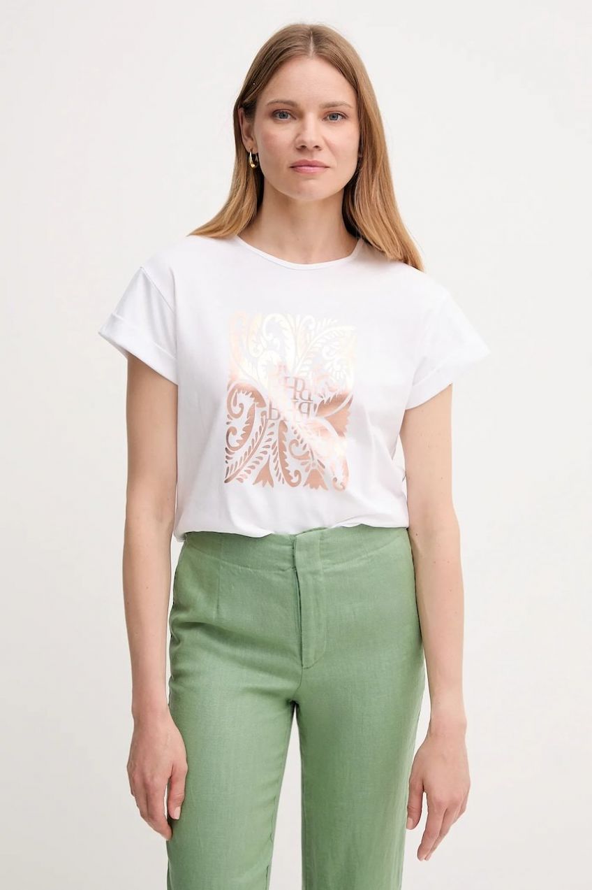 Bavlnené tričko Pedro del Hierro dámske, biela farba, 4539638