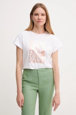Bavlnené tričko Pedro del Hierro dámske, biela farba, 4539638