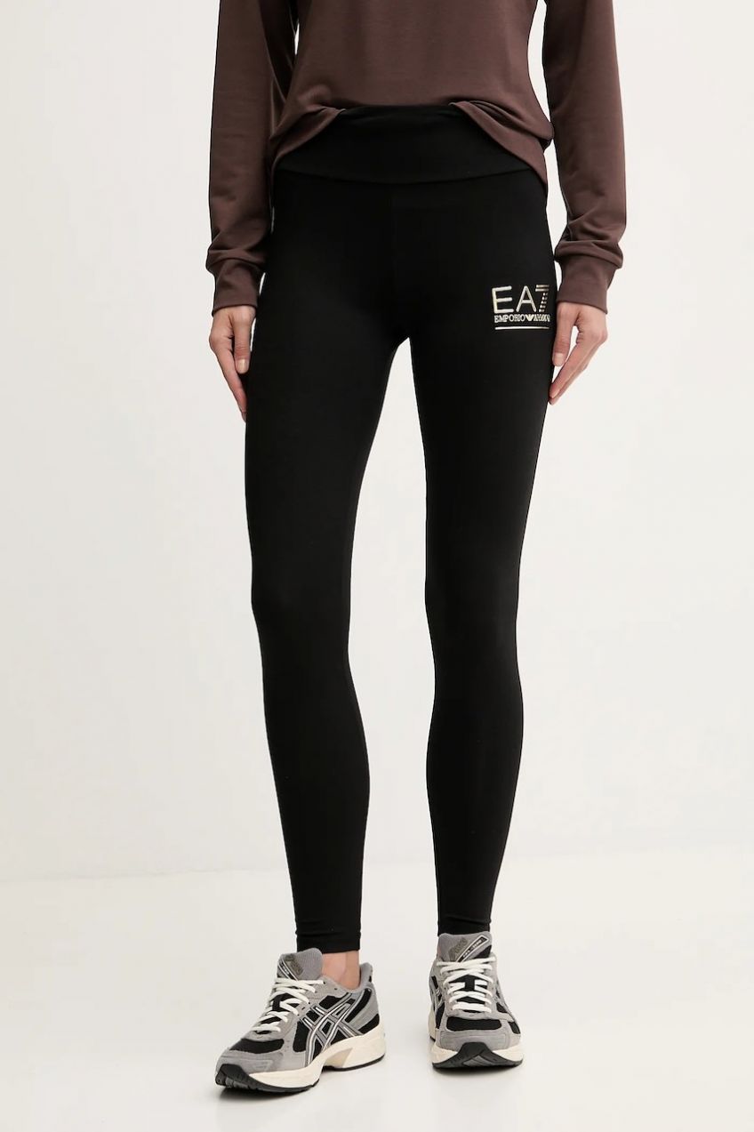 Legíny EA7 Emporio Armani čierna farba, s potlačou, AF12484.7W000426