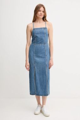 Rifľové šaty Pepe Jeans modrá farba, maxi, áčkový strih, PL953767