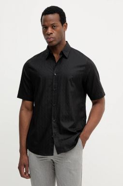 Bavlnená košeľa Armani Exchange čierna farba, regular, s klasickým golierom, XM001935 AF16631