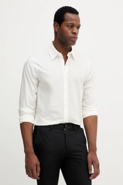 Bavlnená košeľa Armani Exchange béžová farba, regular, s klasickým golierom, XM001587 AF16631