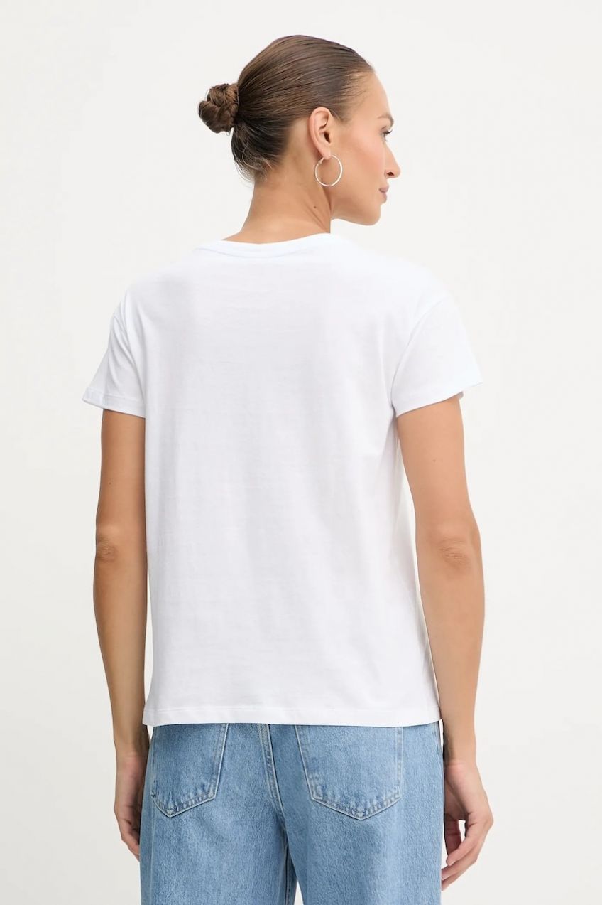 Bavlnené tričko Armani Exchange dámske, biela farba, XW001361 AF10356
