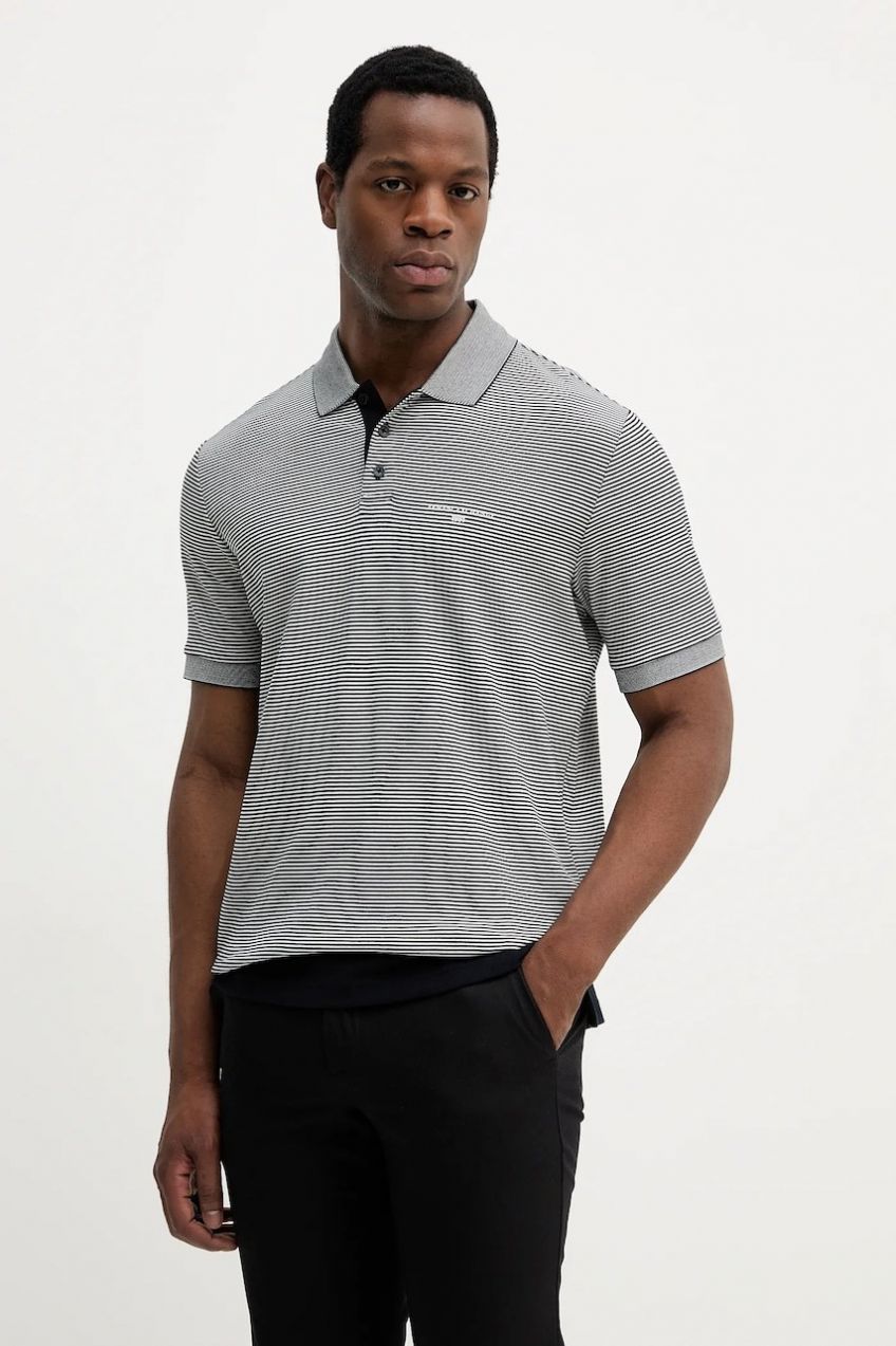 Bavlnené polo tričko Armani Exchange tmavomodrá farba, vzorované, XM000995 AF15917