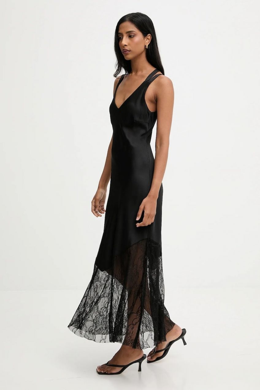 Šaty Answear.LAB čierna farba, maxi, rovný strih