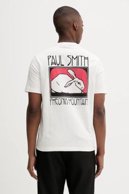 Bavlnené tričko PS Paul Smith pánske, biela farba, s potlačou, M2R-220X-TP5249
