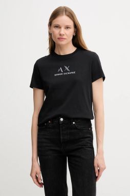 Bavlnené tričko Armani Exchange dámske, čierna farba, XW001345 AF16356