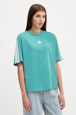 Bavlnené tričko adidas 3-Stripes dámske, tyrkysová farba, JX7626
