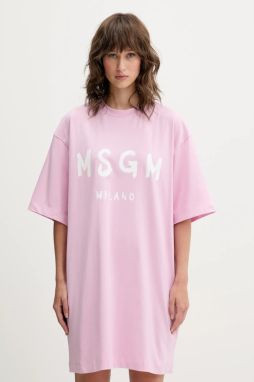 Bavlnené šaty MSGM ružová farba, mini, oversize, 3941MDA510.257798