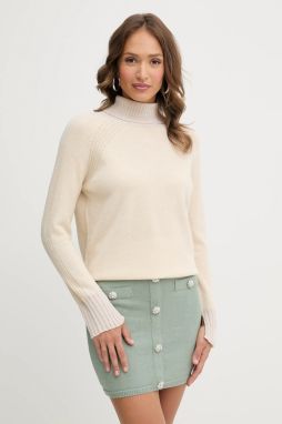 Vlnený sveter Twinset béžová farba, s rolákom, 252TP3582