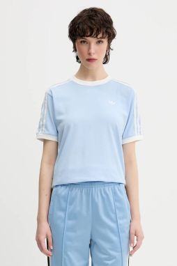 Bavlnené tričko adidas Originals Ruffle 3S Tee dámske, modrá farba, KC8820