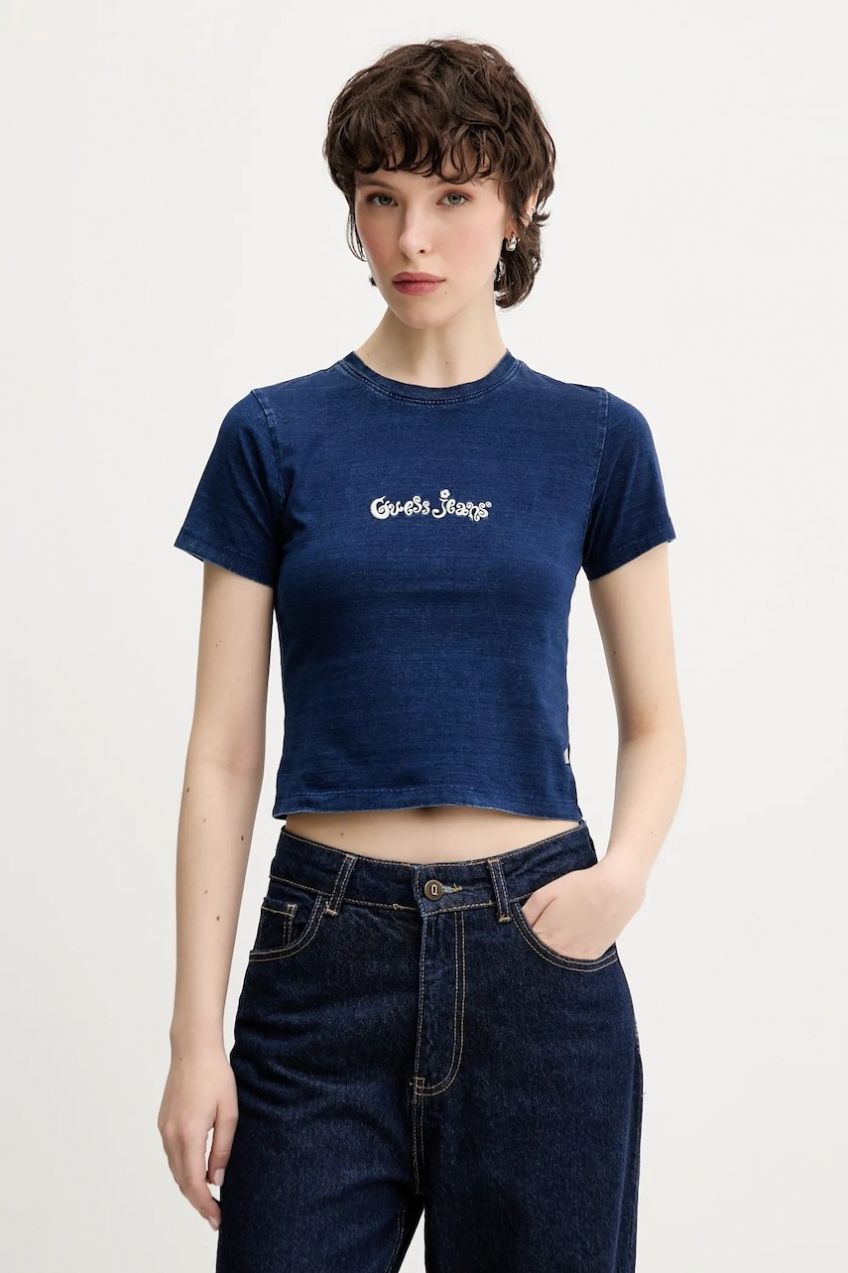 Tričko Guess Jeans dámske, tmavomodrá farba, W5YI20 KCTL1