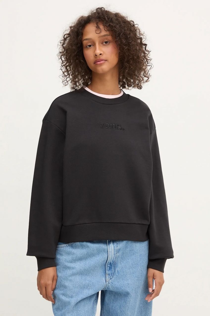 Bavlnená mikina Vans čierna farba, jednofarebná, VN000RAMBLK1