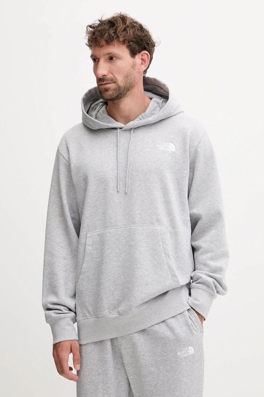 Mikina The North Face Essential šedá farba, s kapucňou, melanžová, NF0A89ESDYX1