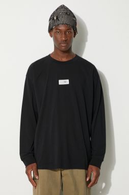 Bavlnené tričko s dlhým rukávom MM6 Maison Margiela čierna farba, s nášivkou, SH0GC0034.S24312