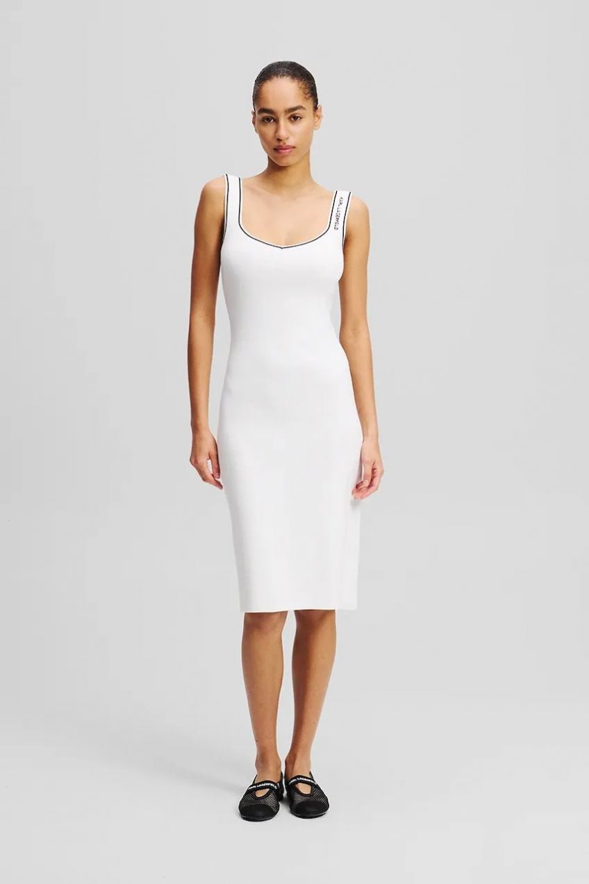Šaty Karl Lagerfeld biela farba, midi, priliehavé, A2W13018